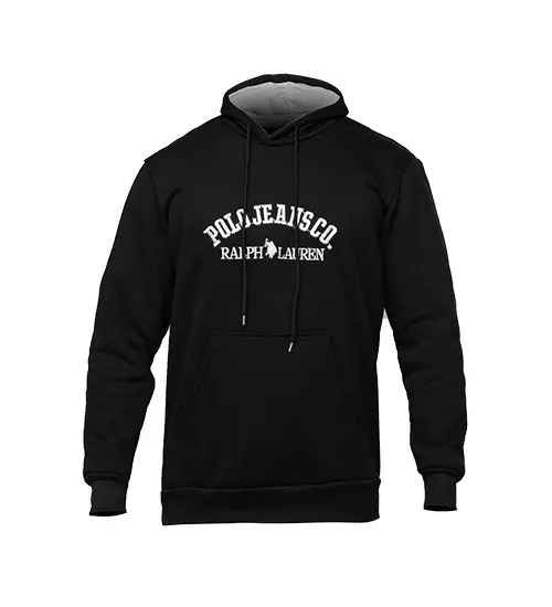 هودی کلاه دار مشکی گلدوزی شده Polo