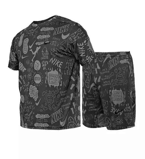 ست تیشرت و شلوارک مردانه سوزنی طرح دار Nike یقه گرد