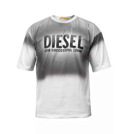 تیشرت Diesel یقه گرد مردانه سفید ابر و بادی